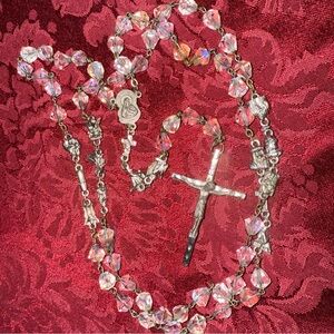 Rosary beads  italy vintage Crystal Rosary Necklace 27”